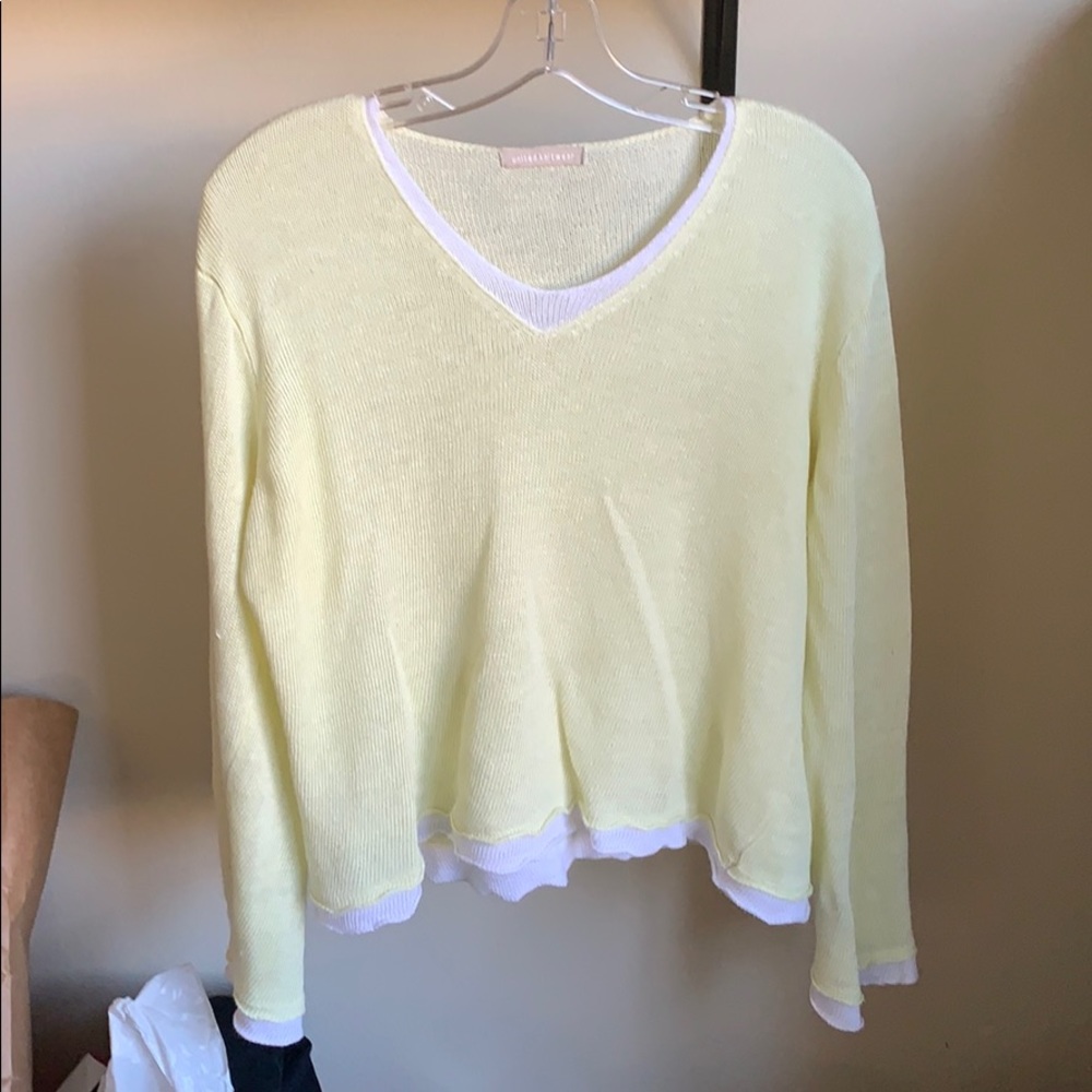 Two layered linen top in lemon and white